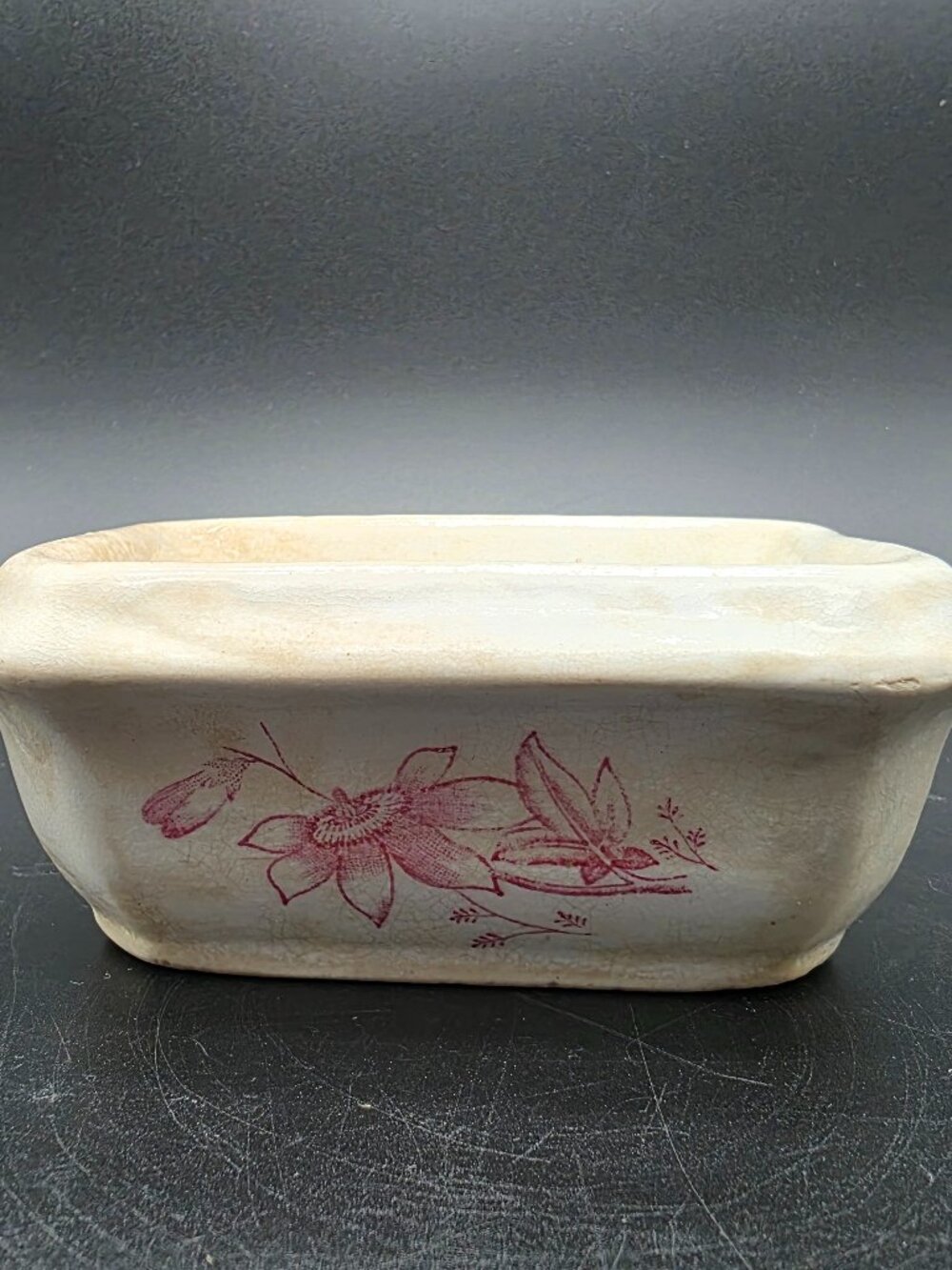 ANTIQUE White Ironstone One Piece SOAP BOX Dish DRAINAGE Hole WARRANTED GRANITE